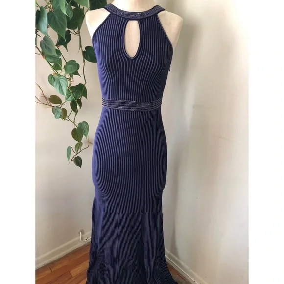 black evening dress with lace GORGEOUS '90s ST. JOHN EVENINGS BY MARIE GRAY SANTANA KNIT ADORNED WIT –  Vintage Clothing & Fashions main image 0